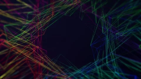 3d Render Geometric Background Animation with Colorful Swirling Line Design Stock Footage 137813297