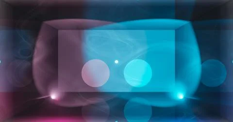 3d render. Geometric figure in neon light against a dark tunnel. Laser line g Stock Illustration