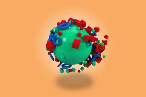 3D render of geometric shapes Stock Illustration