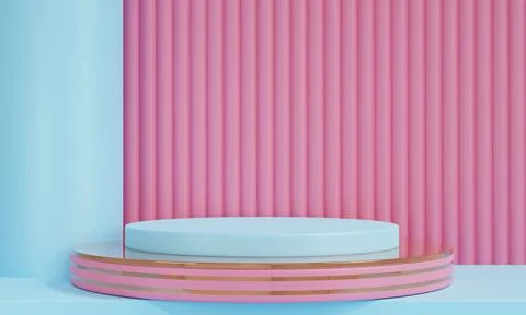 3D render Geometric shapes with Pastel colors background. Stock Illustration