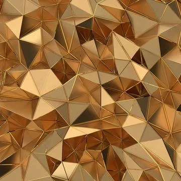 3D render of a geometric triangular golden background for wallpapers Stock Illustration