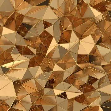3D render of a geometric triangular golden background for wallpapers Stock Illustration