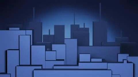 3d render. Geometrical city from rectangles Stock Illustration