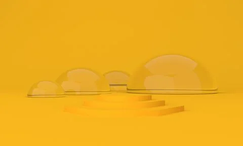 3d render of geometrical objects on a yellow background Illustrazione stock