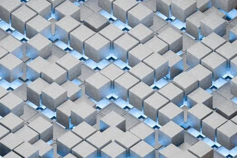 3d render of geometry shapes loop on block background Stock Illustration