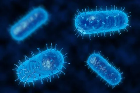3d render of a germ bacteria under microscope Stock Illustration