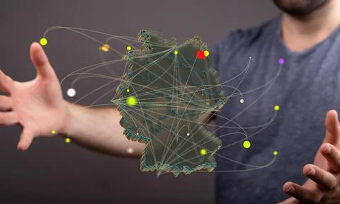 3D render of a germany map network, internet and global connection concept Stock Photos