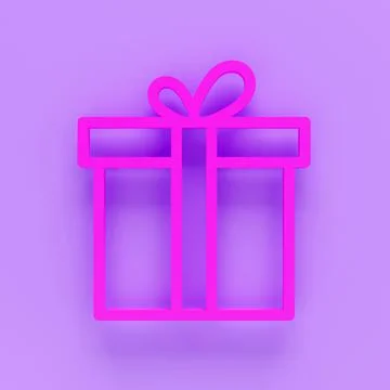 3d render of Gift box icon or present icon. Gift box in line style. Applicabl Stock Illustration