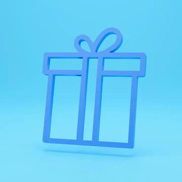 3d render of Gift box icon or present icon. Gift box in line style. Applicabl Stock Illustration