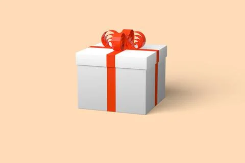 3d render, gift box with red bows for birthday or christmas Stock Illustration