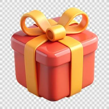 3d render gift box with yellow ribbon present package Stock Illustration