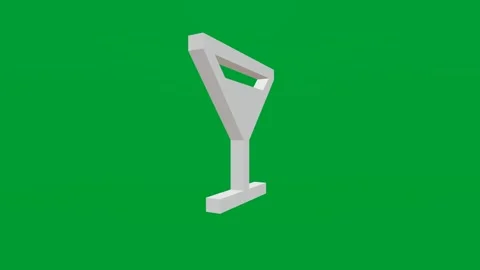 3D render of glass of cocktail icon on chroma key green screen background Stock Footage 335459290