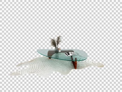 3d render glass coffee table Stock Illustration