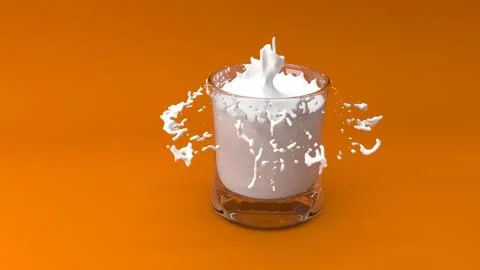 3D Render of glass of milk splash Illustrazione stock