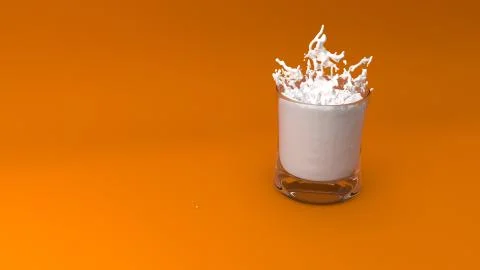 3D Render of glass of milk splash Illustrazione stock