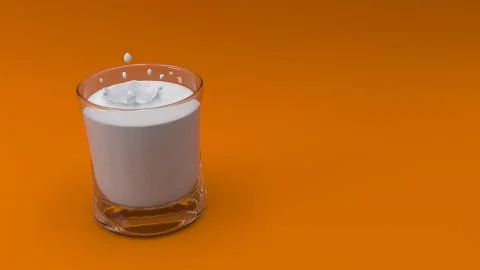 3D Render of glass of milk splash Stock-Illustration