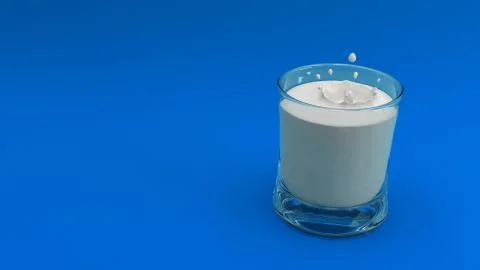 3D Render of glass of milk splash 库存插图