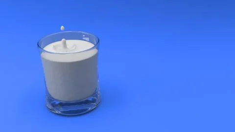 3D Render of glass of milk splash Illustrazione stock