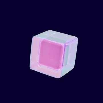 3d render glass neon cube Stock Illustration