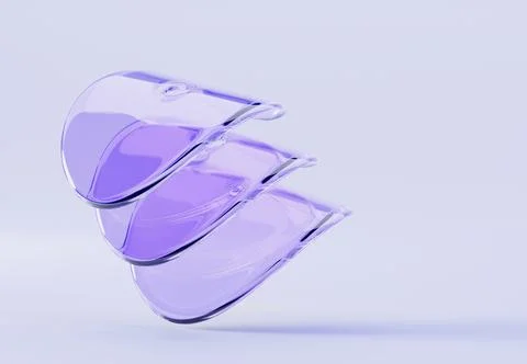 3d render glass transparent circle curve wave discs with layers effect. Abstract Stock Illustration