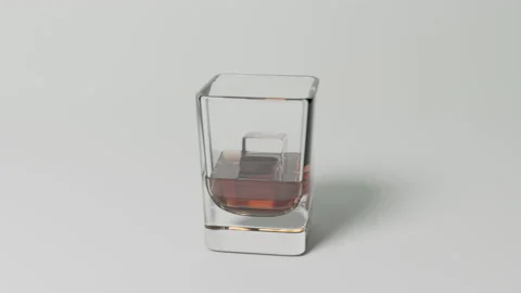 3D render glass of whisky with ice 库存影片 141927236