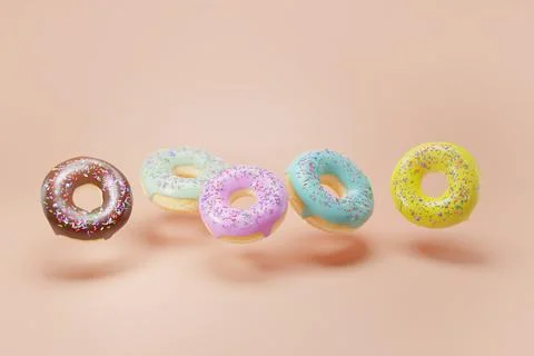 3d render of glazed donut with sweet sprinkle Stock Illustration