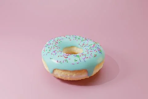 3d render of glazed donut with sweet sprinkle Stock Illustration