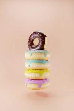 3d render of glazed donut with sweet sprinkle Stock Illustration