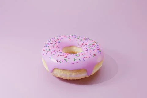 3d render of glazed donut with sweet sprinkle Stock Photos
