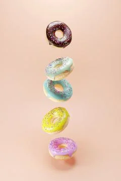 3d render of glazed donut with sweet sprinkle Stock Photos