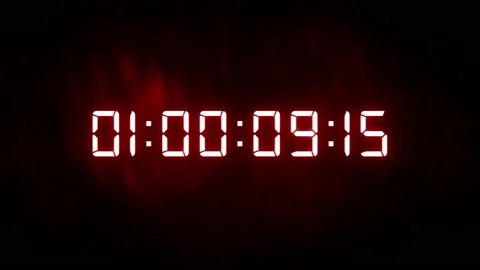 3D Render Glitch numbers of Digital Clock Countdown Timer glowing led electronic Stock Footage 178371620