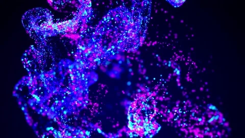3d render, glitter particles float in liquid, shining and glowing like ink in Stock Footage 165180553