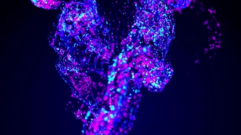 3d render, glitter particles float in liquid, shining and glowing like ink in Stock Footage 166811135