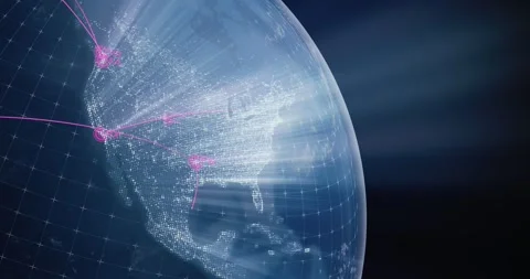 3D render of Global Air routes around the world - looping Stock Footage 241784401