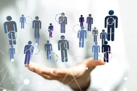 3D render of global network and data customer connection Stock Photos
