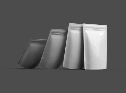 3D render of a glossy doypack packaging with a zipper on a dark background Stock Illustration