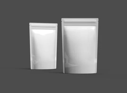 3D render of a glossy doypack packaging with a zipper on a dark background Stock Illustration