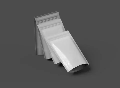3D render of a glossy doypack packaging with a zipper on a dark background Stock Illustration