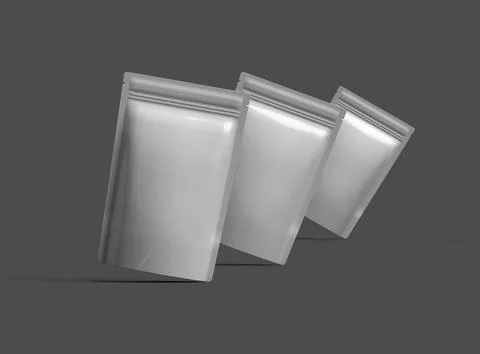 3D render of a glossy doypack packaging with a zipper on a dark background Stock Illustration