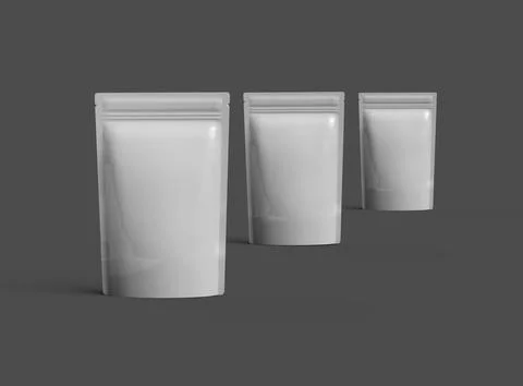 3D render of a glossy doypack packaging with a zipper on a dark background Illustrazione stock