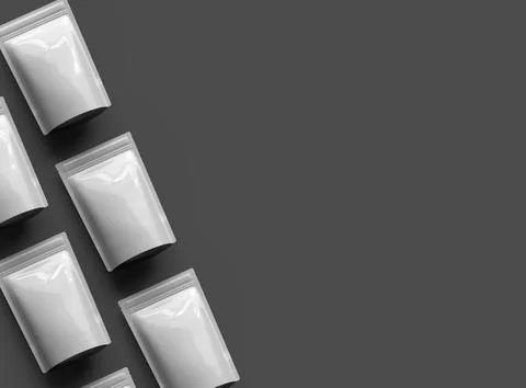 3D render of a glossy doypack packaging with a zipper on a dark background Stock Illustration