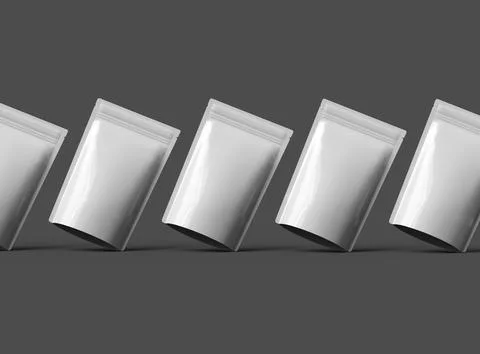3D render of a glossy doypack packaging with a zipper on a dark background Stock Illustration