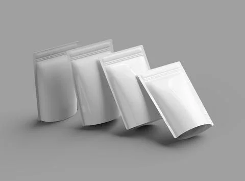 3D render of a glossy doypack packaging with a zipper on a light background Stock Illustration