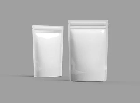 3D render of a glossy doypack packaging with a zipper on a light background Illustrazione stock