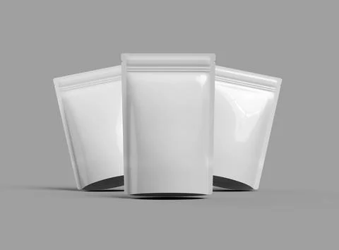 3D render of a glossy doypack packaging with a zipper on a light background Stock Illustration