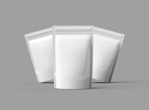 3D render of a glossy doypack packaging with a zipper on a light background Stock Illustration