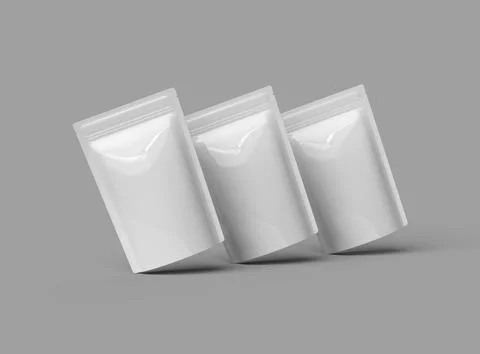 3D render of a glossy doypack packaging with a zipper on a light background Stock Illustration
