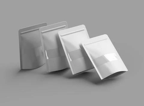 3D render of a glossy doypack with the window hole on a light background Stock Illustration