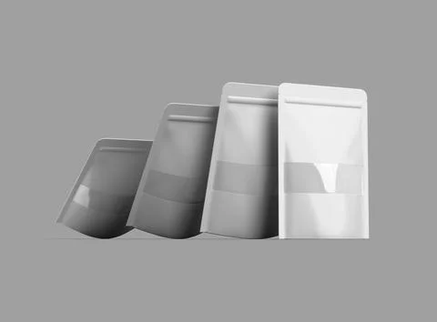 3D render of a glossy doypack with the window hole on a light background Stock Illustration