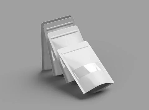 3D render of a glossy doypack with the window hole on a light background Stock Illustration